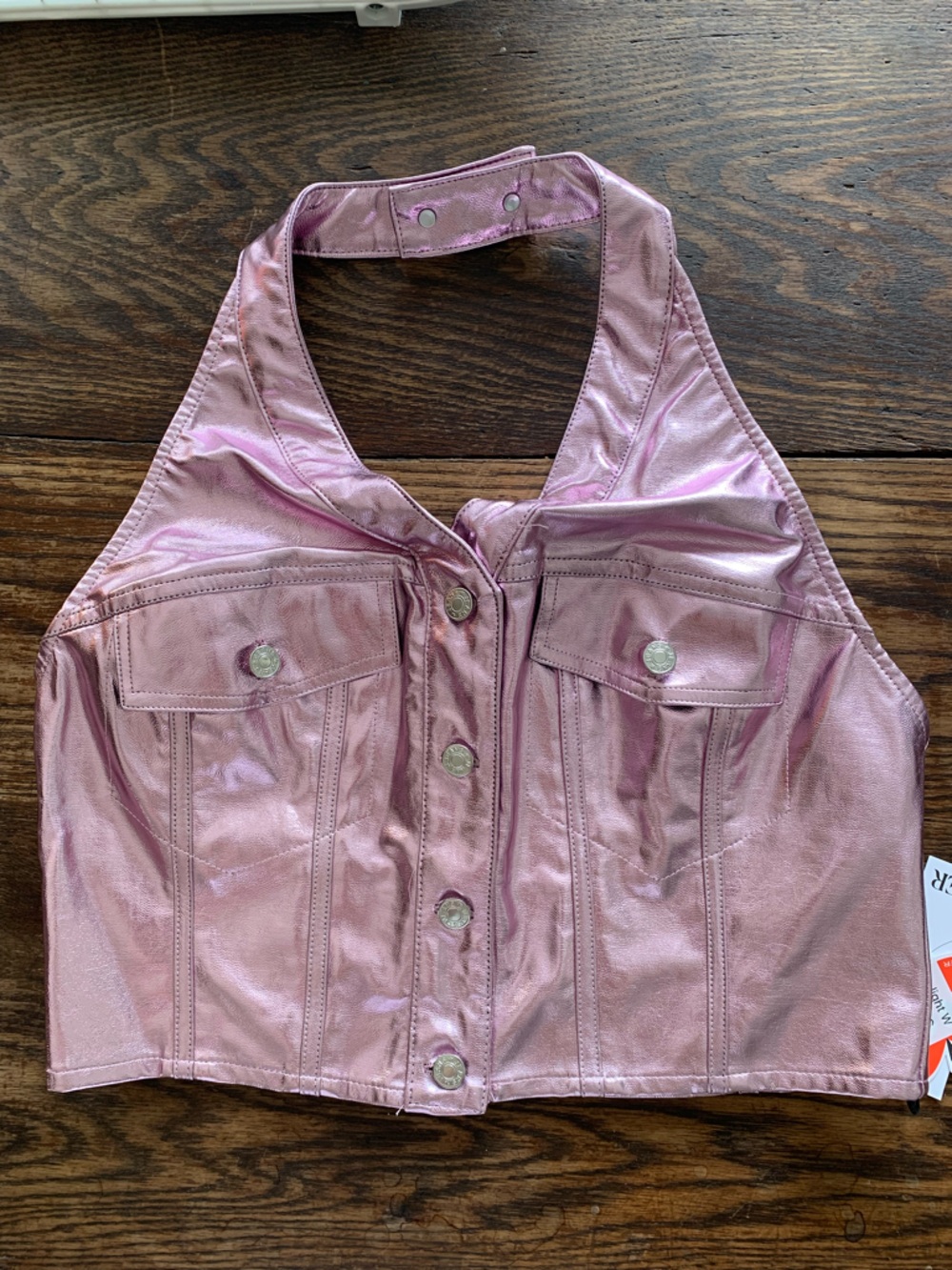 NWT Cider Metallic Pink Purple Vest, Large